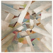 SAFAVIEH Porcello Harding Geometric Area Rug, Grey/Multi, 5'3" x 5'3" Square