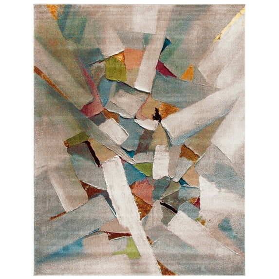 SAFAVIEH Porcello Harding Geometric Area Rug, Grey/Multi, 9' x 12'