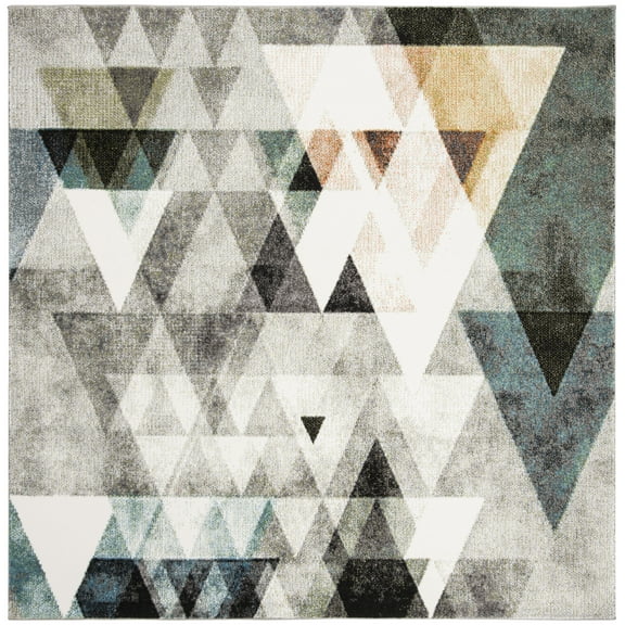 SAFAVIEH Porcello Iola Geometric Area Rug, Grey/Blue, 8' x 8' Square