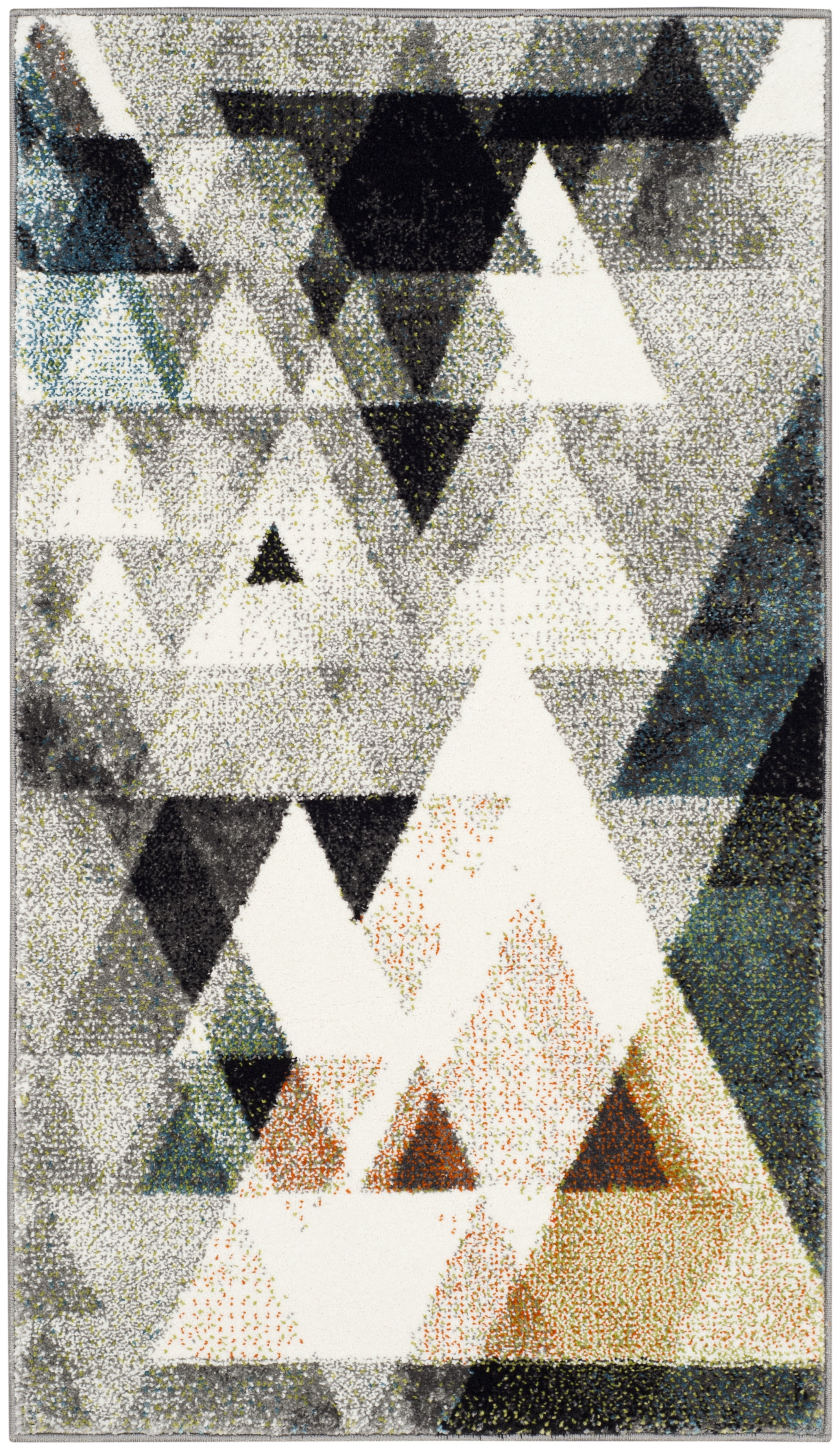 Hand-Knotted Blue and Gray Geometric Area Rug