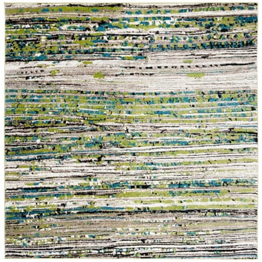 SAFAVIEH Porcello Euphemia Solid Area Rug, Cream/Green, 4' x 4' Square