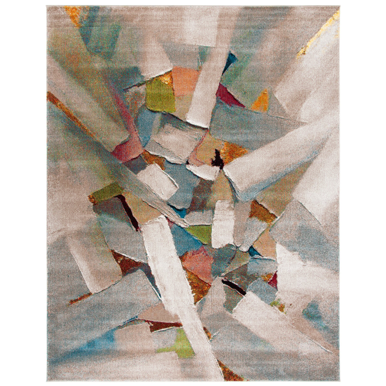 SAFAVIEH Porcello Harding Abstract Brush Strokes Area Rug, Grey/Multi, 2'7" x 5'