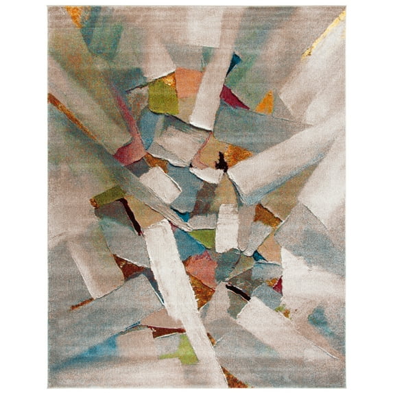 SAFAVIEH Porcello Harding Abstract Brush Strokes Area Rug, Grey/Multi, 8' x 10'