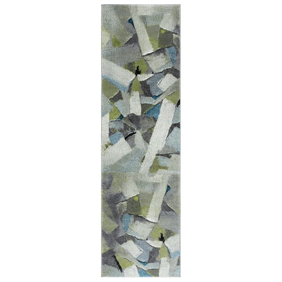 SAFAVIEH Porcello Harding Geometric Runner Rug, Green/Grey, 2'3" x 8'