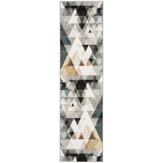 SAFAVIEH Porcello Iola Geometric Runner Rug, Grey/Blue, 2'3" x 6'