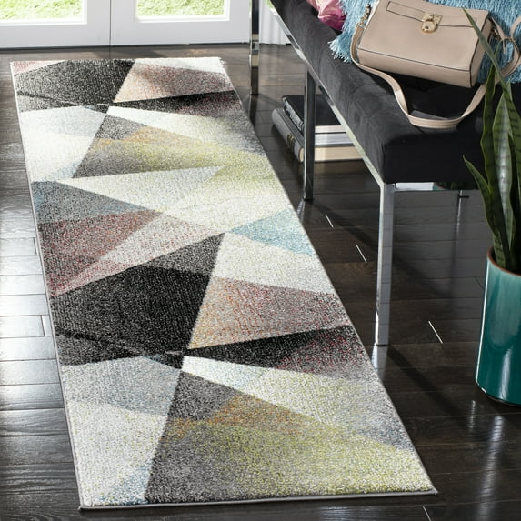 SAFAVIEH Porcello Jayme Abstract Prism Runner Rug, Grey/Multi, 2'3" x 8'