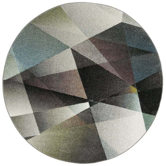 SAFAVIEH Porcello Jayme Geometric Area Rug, Grey/Multi, 4' x 4' Round