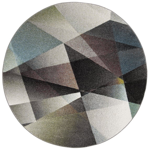 SAFAVIEH Porcello Jayme Geometric Area Rug, Grey/Multi, 4' x 4' Round