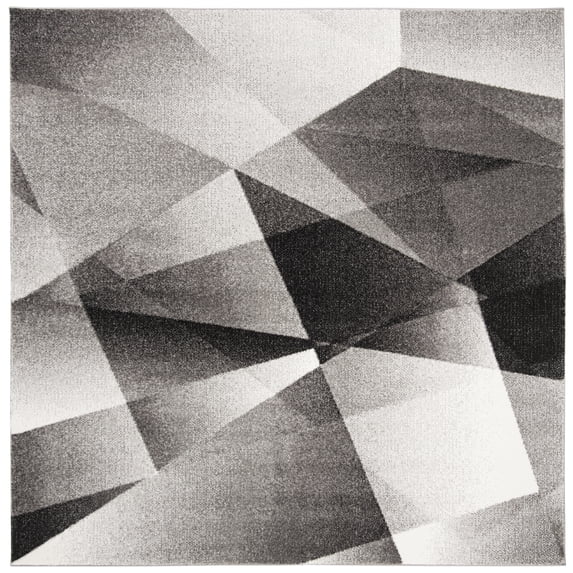 SAFAVIEH Porcello Jayme Geometric Area Rug, Light Grey/Charcoal, 4' x 4' Square