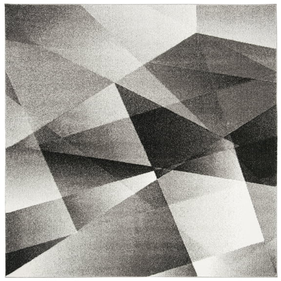 SAFAVIEH Porcello Jayme Geometric Area Rug, Light Grey/Charcoal, 8' x 8' Square