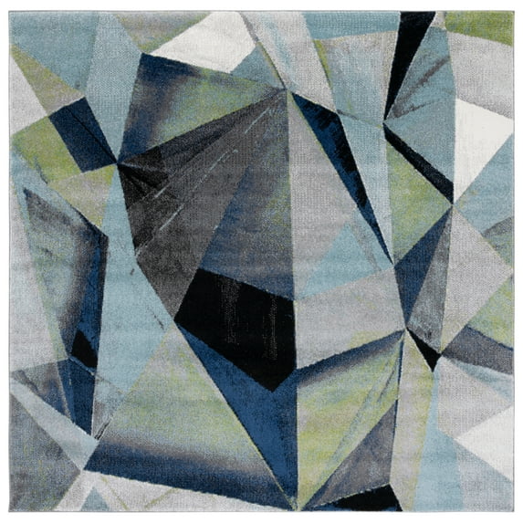 SAFAVIEH Porcello Karenza Geometric Area Rug, Grey/Blue, 6'7" x 6'7" Square