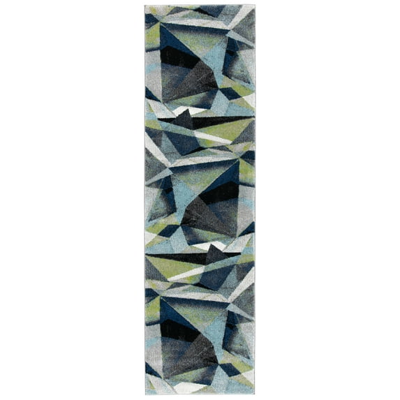 SAFAVIEH Porcello Karenza Geometric Runner Rug, Grey/Blue, 2'3" x 18'