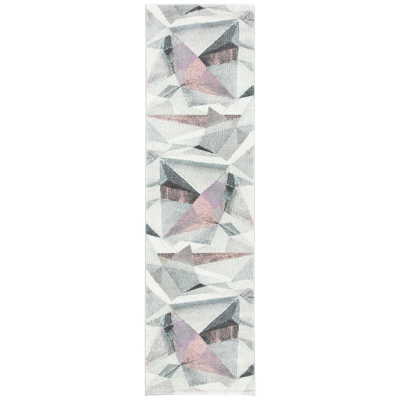 SAFAVIEH Porcello Karenza Geometric Runner Rug, Ivory/Pink, 2'3" x 8'