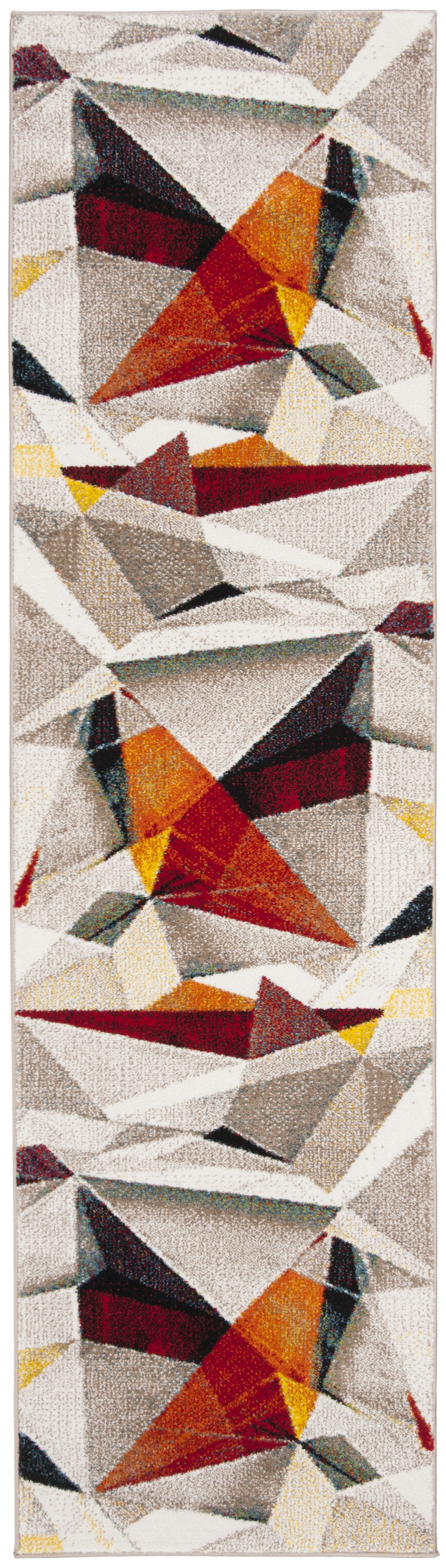Porcello Light Grey and Orange Abstract Runner Rug