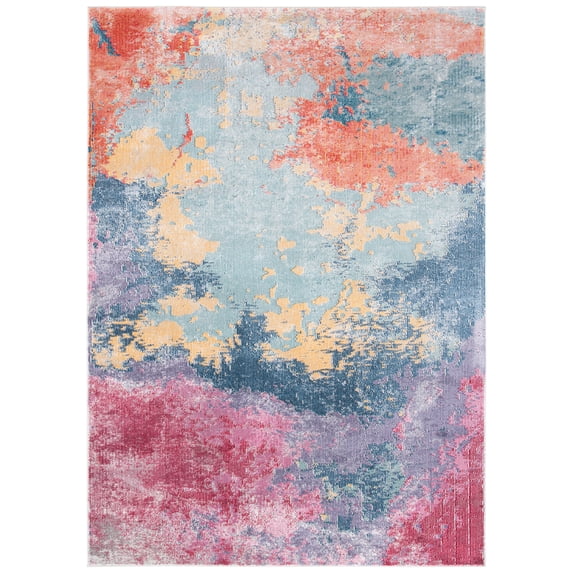 SAFAVIEH Porcello Kenesa Abstract Area Rug, Blue/Pink, 4'5" x 6'5"