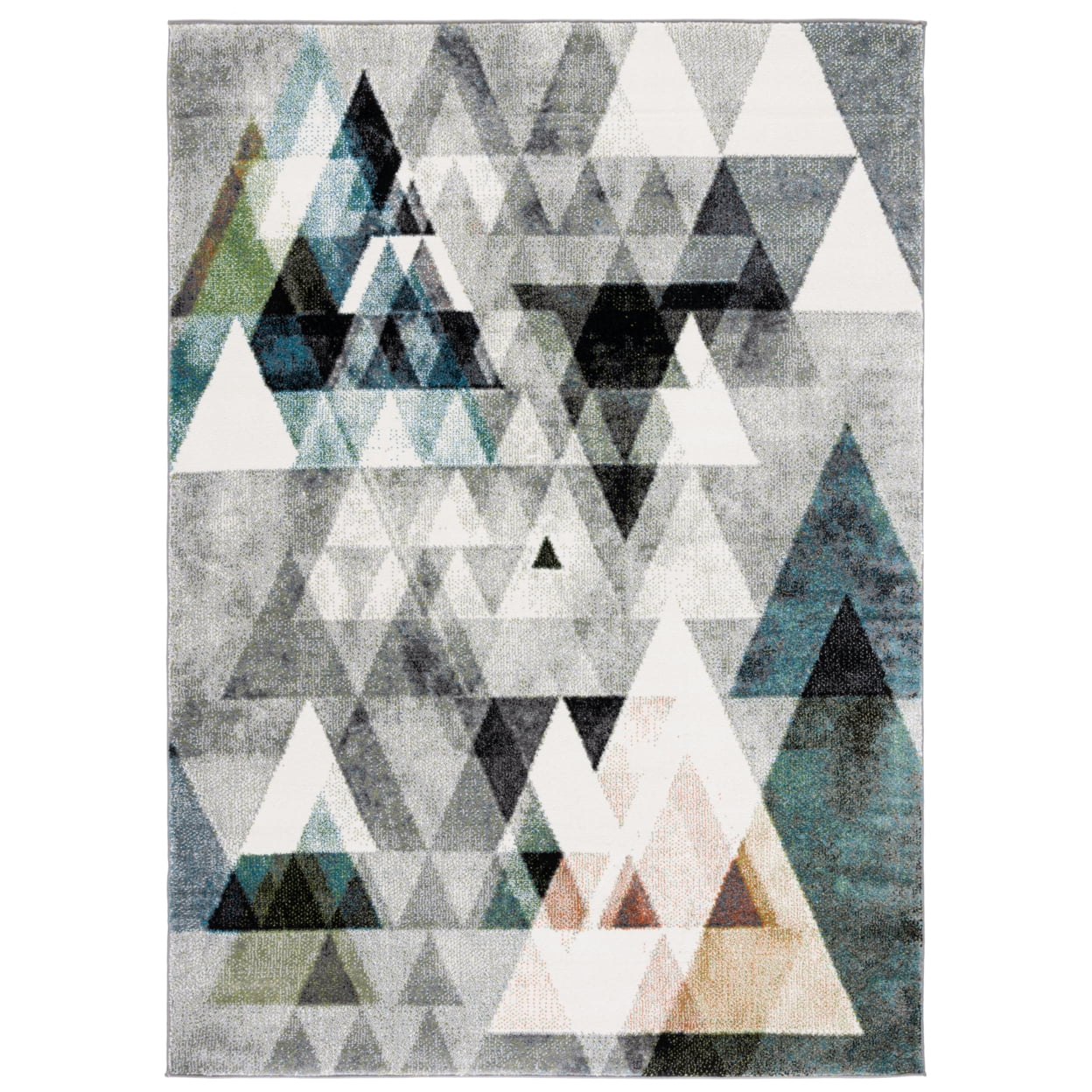 Hand-Knotted Blue and Gray Geometric Area Rug
