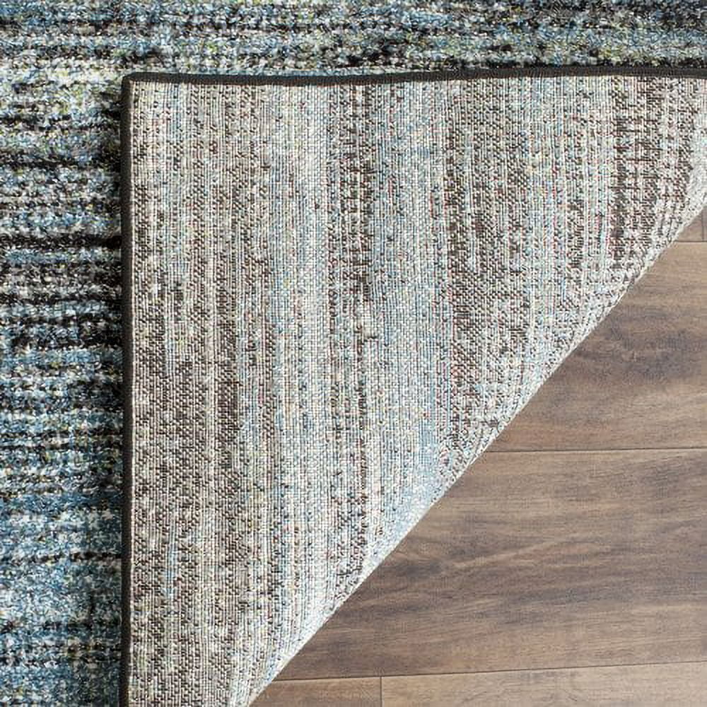 Charcoal and Blue Rectangular Synthetic Area Rug