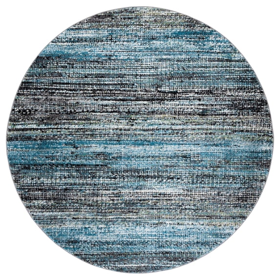 SAFAVIEH Porcello Manus Geometric Area Rug, Charcoal/Blue, 6'7" x 6'7" Round