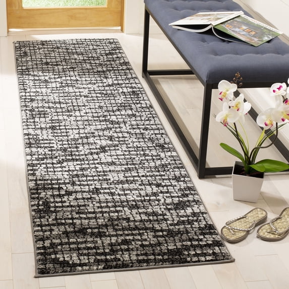 SAFAVIEH Porcello Scarlett Abstract Striped Runner Rug, Light Grey/Charcoal, 2'3" x 8'