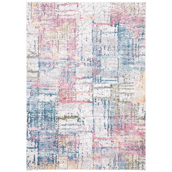 SAFAVIEH Porcello Wessex Abstract Area Rug, Ivory/Blue, 5'5" x 7'6"