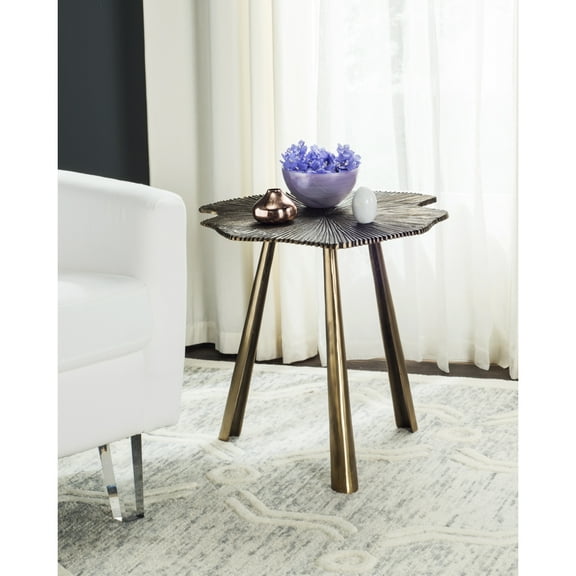 SAFAVIEH Portia Classic Rustic Leaf Side Table, Brass