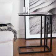 SAFAVIEH Portland Modern Rectangle C Shape Usb Side Table, Black 20 in. W x 11.8 in. D x 23.9 in. H