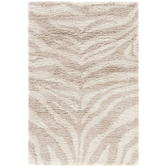 SAFAVIEH Portofino Henrika Abstract Shag Area Rug, Ivory/Beige, 2' x 3'