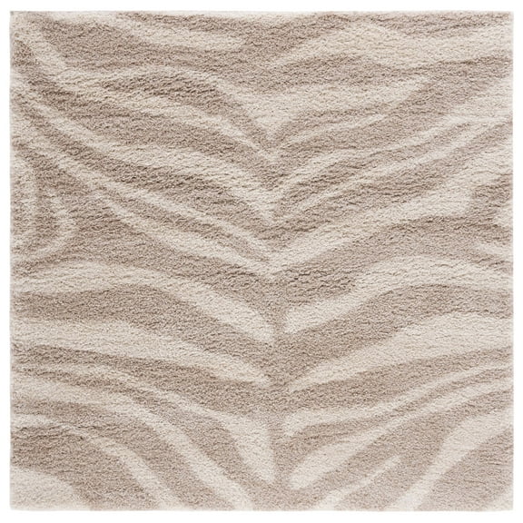SAFAVIEH Portofino Henrika Abstract Shag Area Rug, Ivory/Beige, 3' x 3' Square