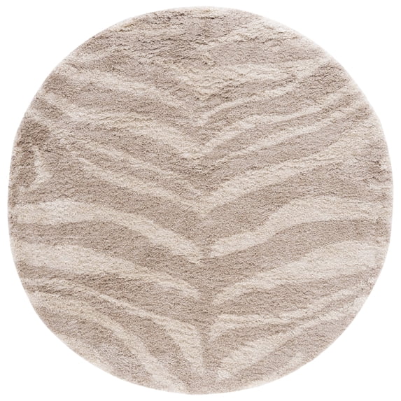 SAFAVIEH Portofino Henrika Abstract Shag Area Rug, Ivory/Beige, 5'1" x 5'1" Round