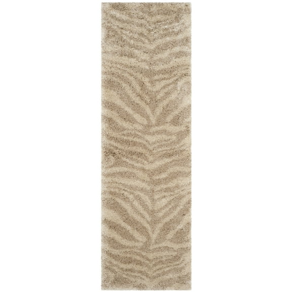 SAFAVIEH Portofino Henrika Abstract Shag Runner Rug, Ivory/Beige, 2'3" x 7'