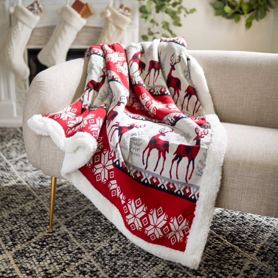 SAFAVIEH Prancer Sherpa Throw, 50" x 60", Red