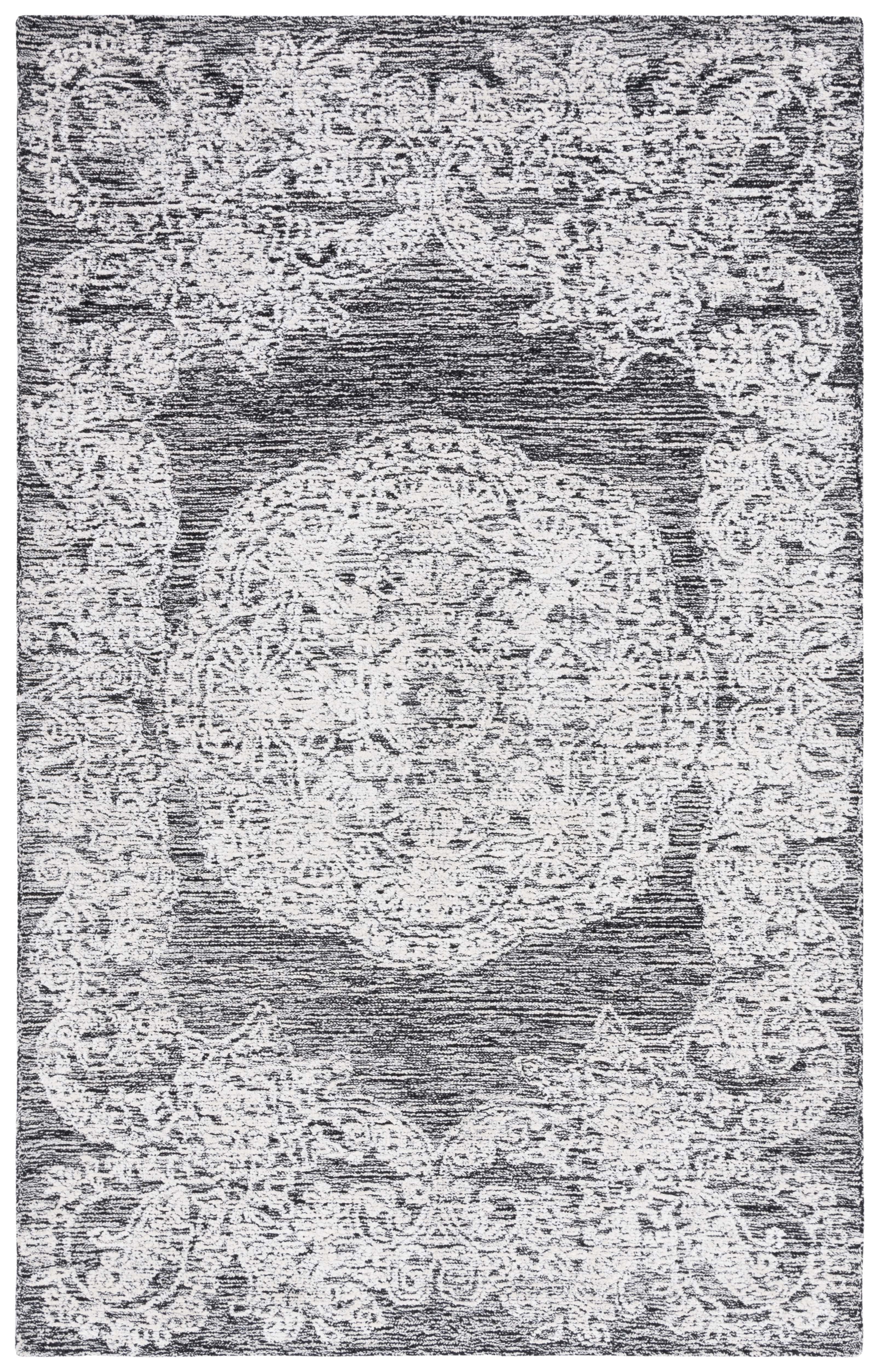 SAFAVIEH Precious Ariana Quatrefoil Area Rug, Black/Ivory, 8' x 10'