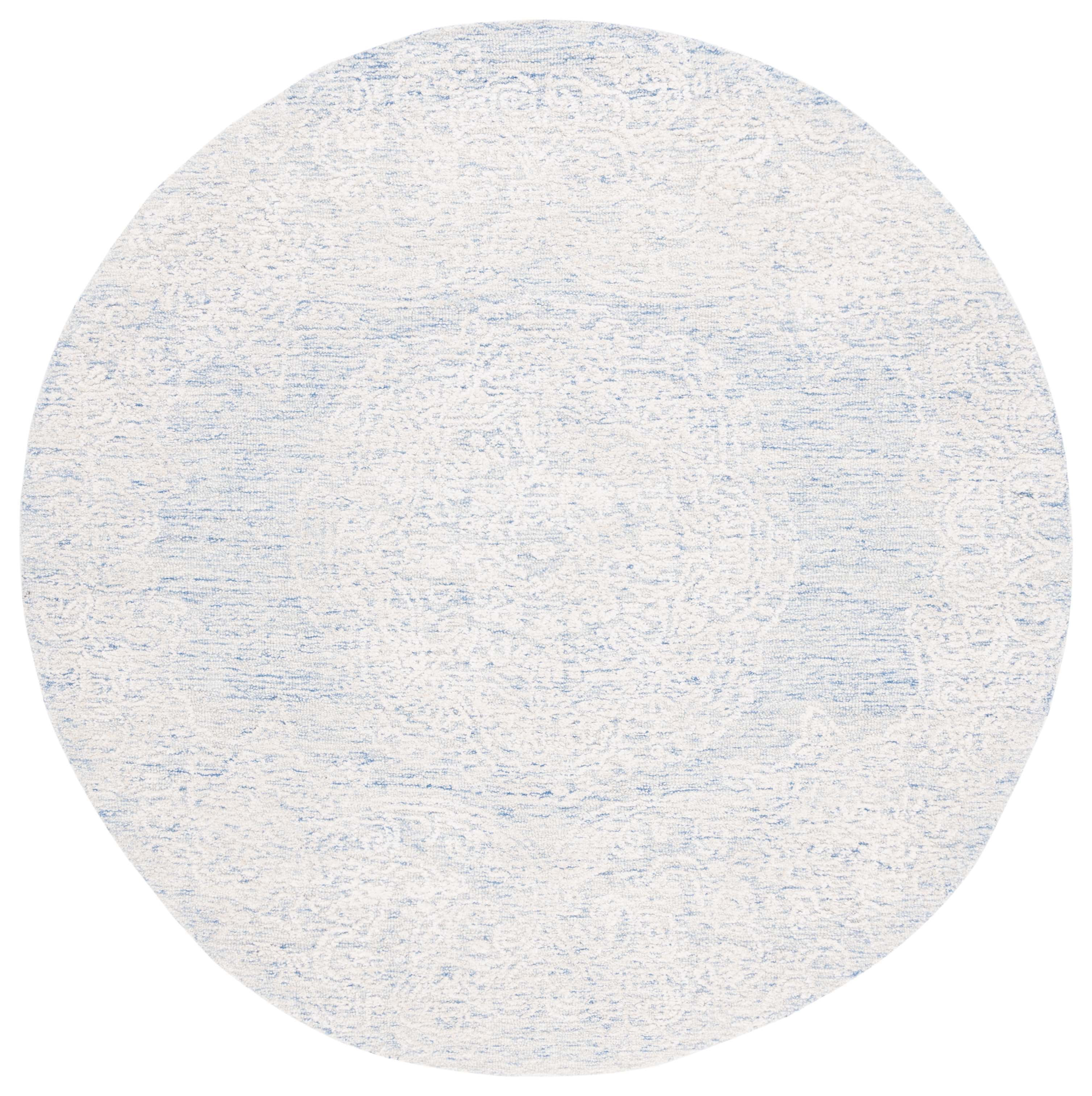SAFAVIEH Precious Ariana Quatrefoil Area Rug, Blue/Ivory, 6' x 6' Round
