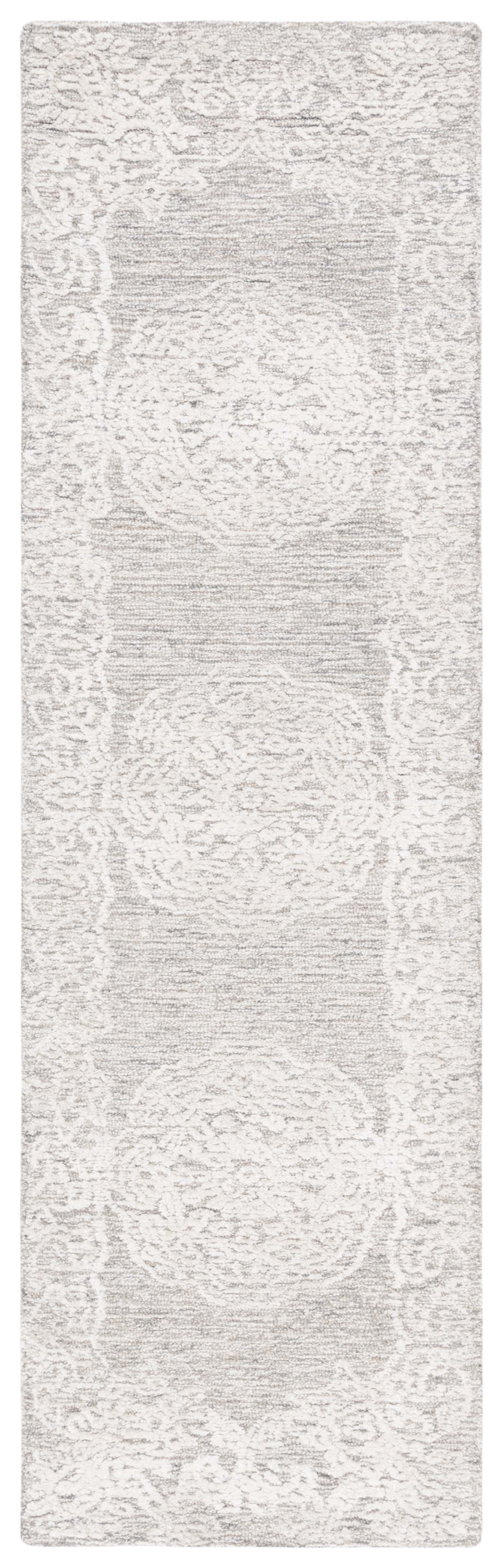 Ivory Hand-Tufted Wool and Silk Runner Rug