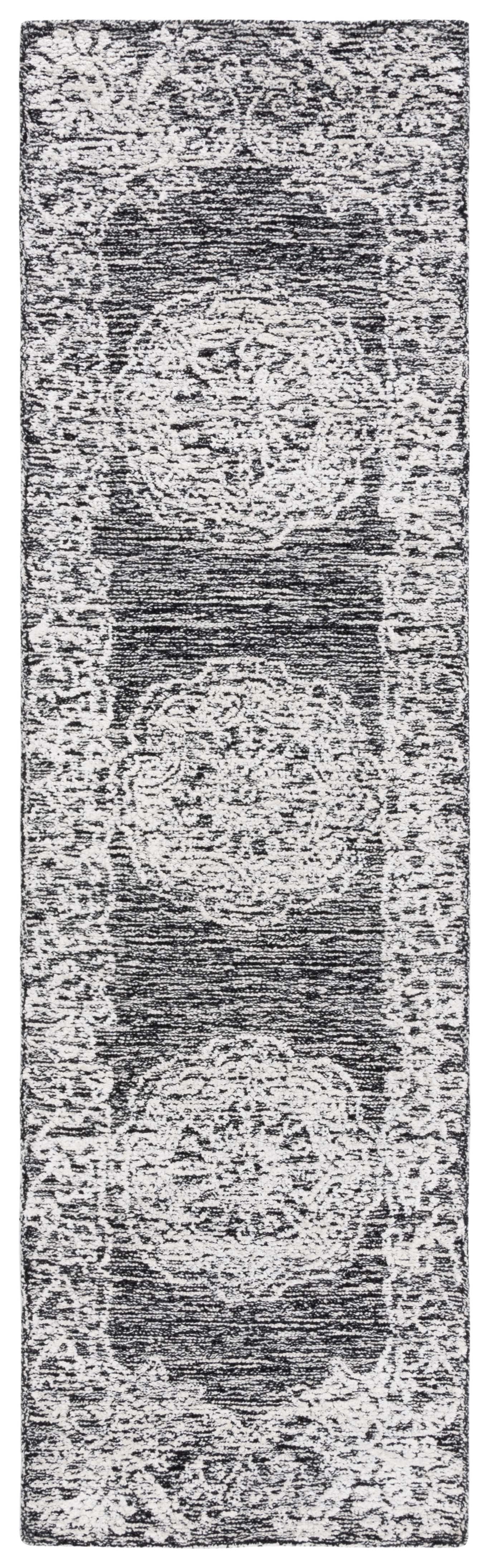 SAFAVIEH Precious Ariana Quatrefoil Runner Rug, Black/Ivory, 2'3" x 8'