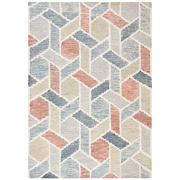 SAFAVIEH Precious Cornelius Geometric Area Rug, Blue/Rust, 8' x 10'