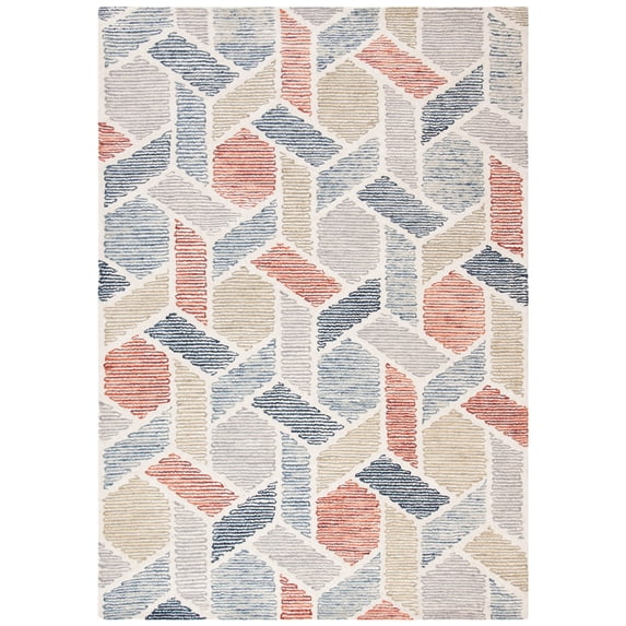 SAFAVIEH Precious Cornelius Geometric Area Rug, Blue/Rust, 8' x 10'