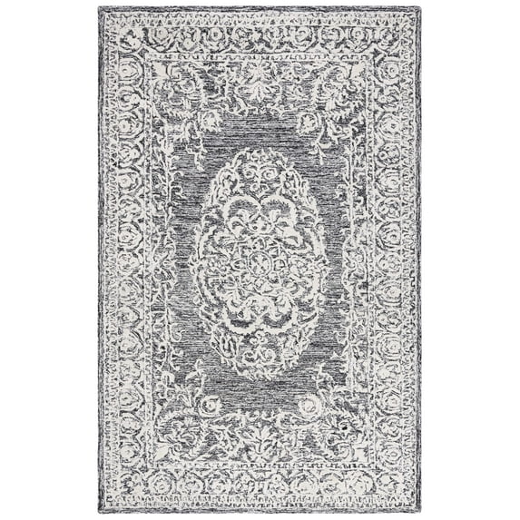 SAFAVIEH Precious Darrin Quatrefoil Area Rug, Black/Ivory, 4' x 6'