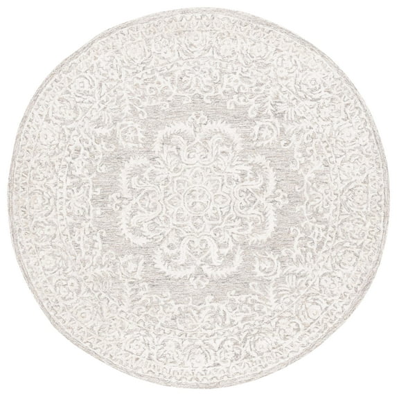 SAFAVIEH Precious Darrin Quatrefoil Area Rug, Grey/Ivory, 6' x 6' Round