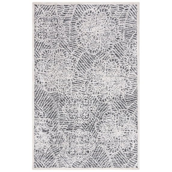 SAFAVIEH Precious Dylan Abstract Area Rug, Black/Ivory, 4' x 6'