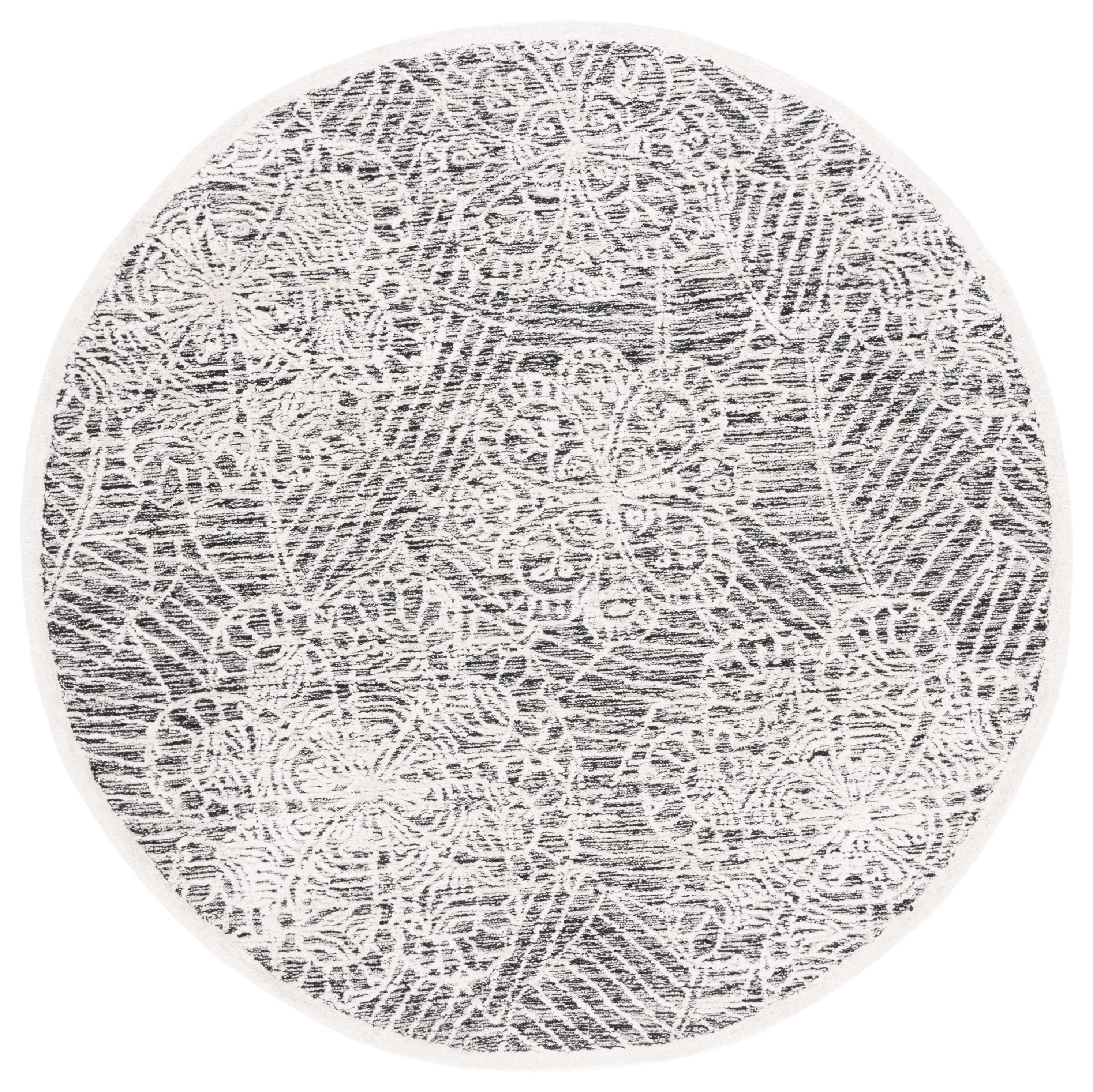 SAFAVIEH Precious Dylan Abstract Area Rug, Black/Ivory, 6' x 6' Round