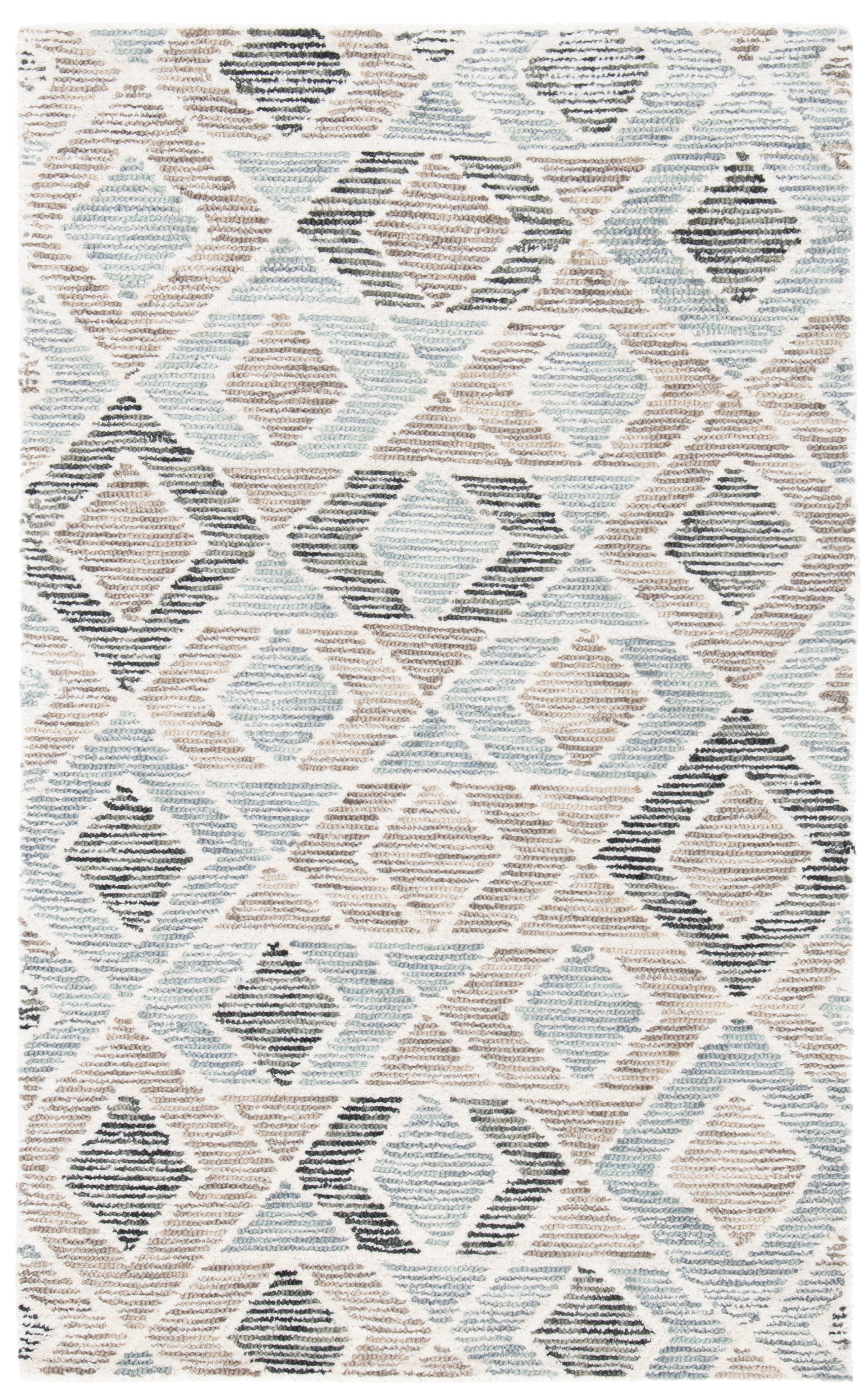 Handmade Blue and Beige Wool Tufted Area Rug