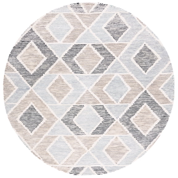 SAFAVIEH Precious Gertrude Geometric Area Rug, Blue/Beige, 6' x 6' Round