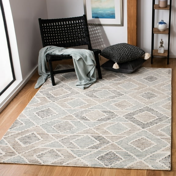 SAFAVIEH Precious Gertrude Geometric Diamonds Area Rug, Blue/Beige, 4' x 6'