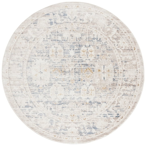 SAFAVIEH Prestige Amilia Oriental Area Rug, Beige/Blue, 6'7" x 6'7" Round