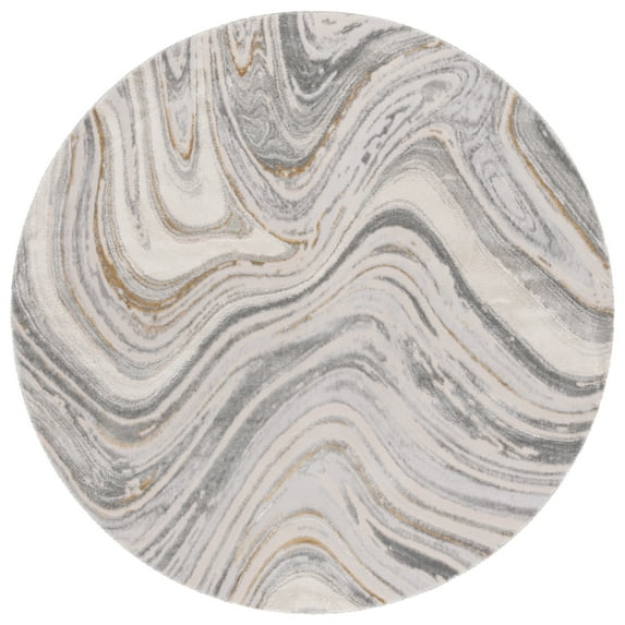 SAFAVIEH Prestige Rionach Abstract Area Rug, Ivory/Gray, 6'7" x 6'7" Round