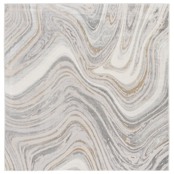 SAFAVIEH Prestige Rionach Abstract Area Rug, Ivory/Gray, 6'7" x 6'7" Square
