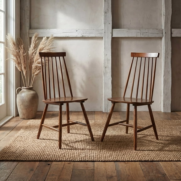 SAFAVIEH Priam Contemporary Dining Chair, Walnut, Set of 2 (20.5 in. W x 17.3 in. D x 36.4 in. H)