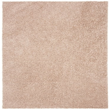 SAFAVIEH Primo Mason Solid Plush Shag Area Rug, Beige, 6'7" x 6'7" Square