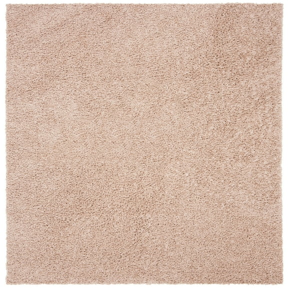 SAFAVIEH Primo Mason Solid Plush Shag Area Rug, Beige, 6'7" x 6'7" Square